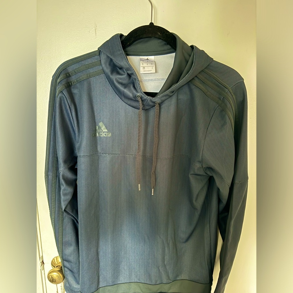 Adidas Tiro Hoodie Grey/Blue Size Medium